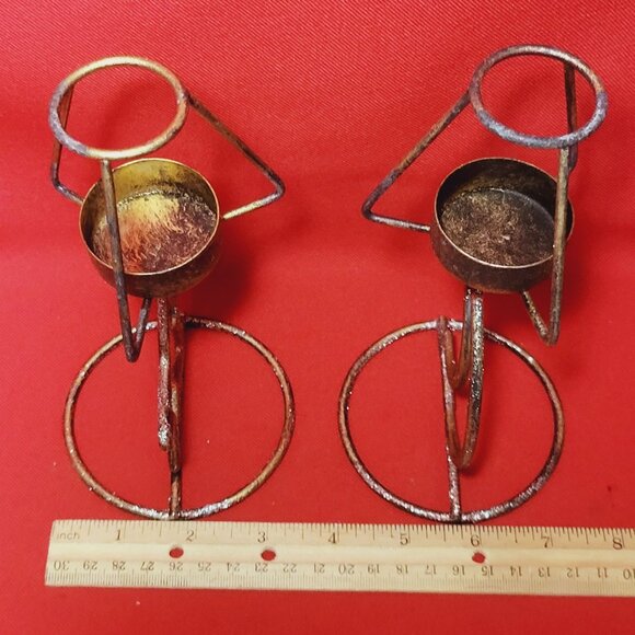 Metal Star Moon Tea Light Candle Holder Set of 2 - Picture 7 of 10
